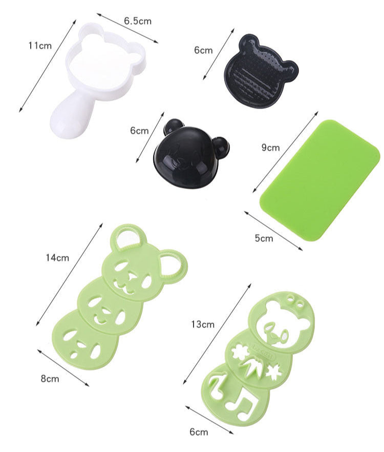 Ensemble de moules à boules de riz panda japonais