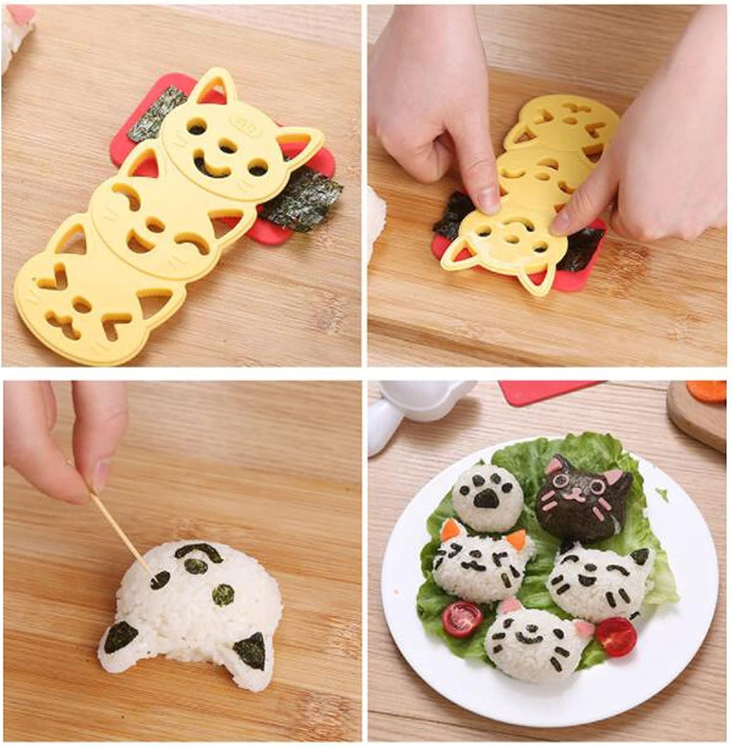 Ensemble de moules à boules de riz en forme de chat japonais