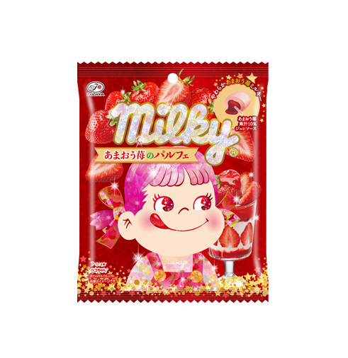 不二家 ミルキーキャンディあまおういちごパフェ
