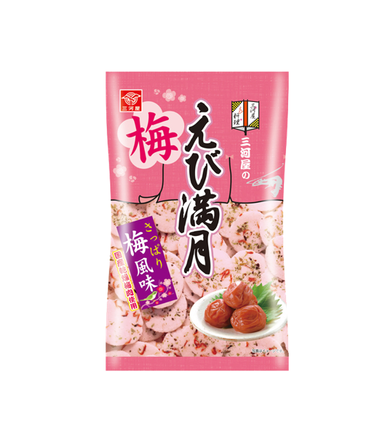 Mikawaya Shrimp Full Moon Plum Senbei Rice Cracker (68G)
