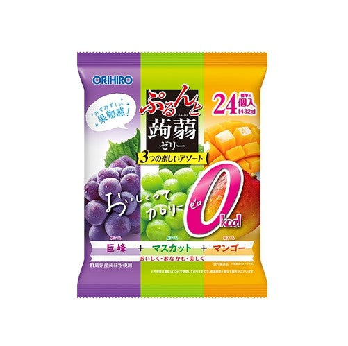 Orihiro Konjac Jelly Pouch 0kcal Grape + Muscat + Mango