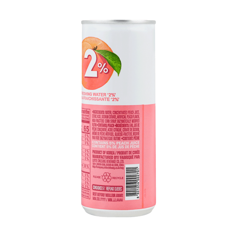 Lotte 2% Peach Soft Drink