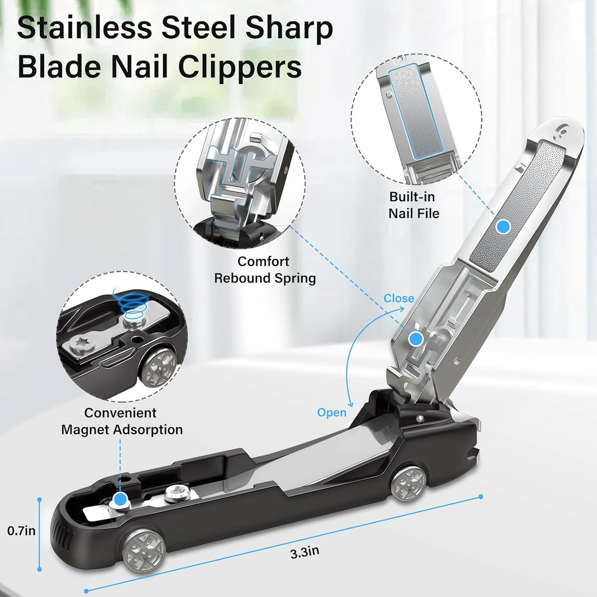 Car Shaped Stainless Steel Splash-Proof Nail Clipper