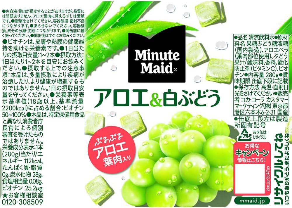 Coca Cola Minute Maid Aloe et Raisin Blanc (280 ml)