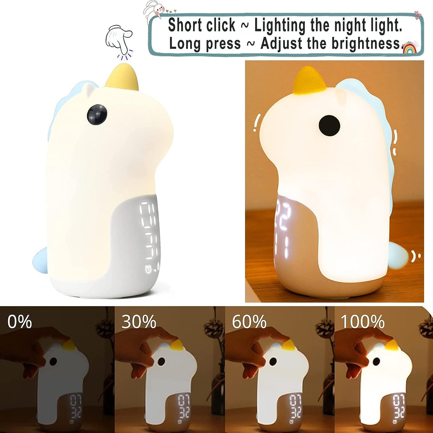 Unicorn Silicone Night Lamp + Alarm Clock