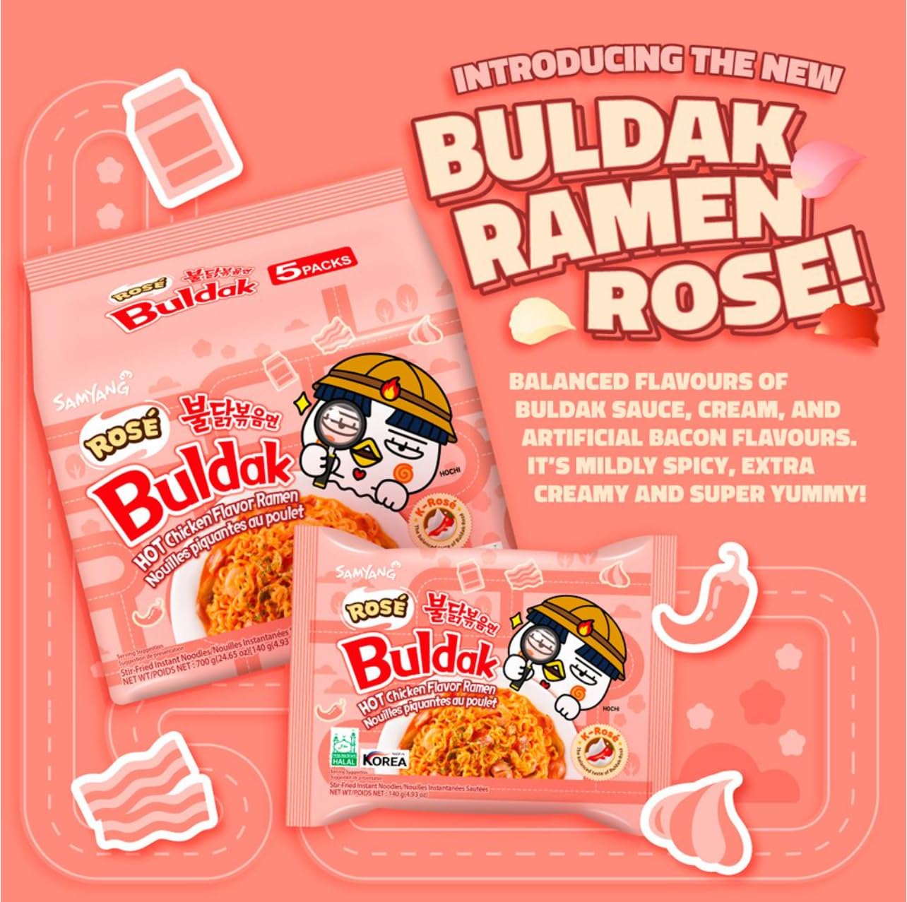 Samyang Buldak Rosé Hot Chicken Flavour Ramen BBD: 2025.04.03