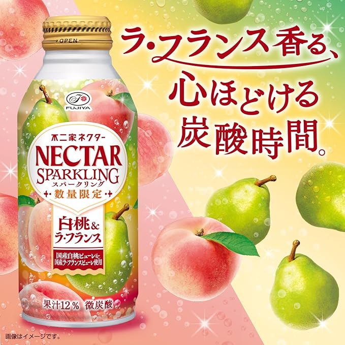 Fujiya Nectar Sparkling White Peach & La France Pear (380ML)