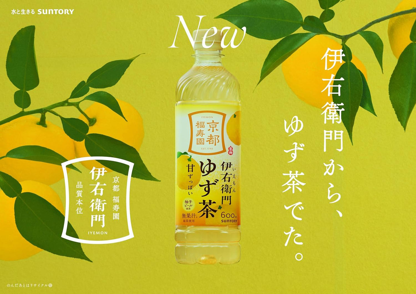 Suntory Iyemon Yuzu Tea (600ML) [Best Before Date: 2027.01]