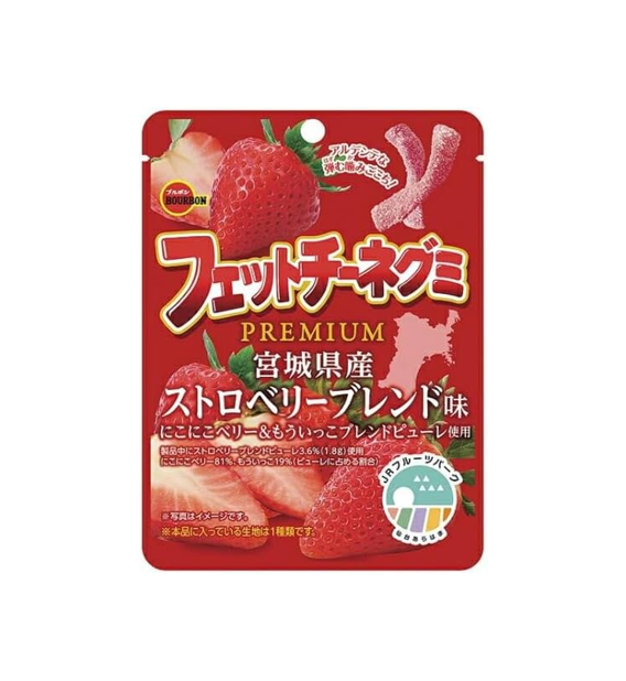 Bourbon Fettuccine Gummy Premium Miyagi Strawberry (50G) [Best Before Date: 2026.09]