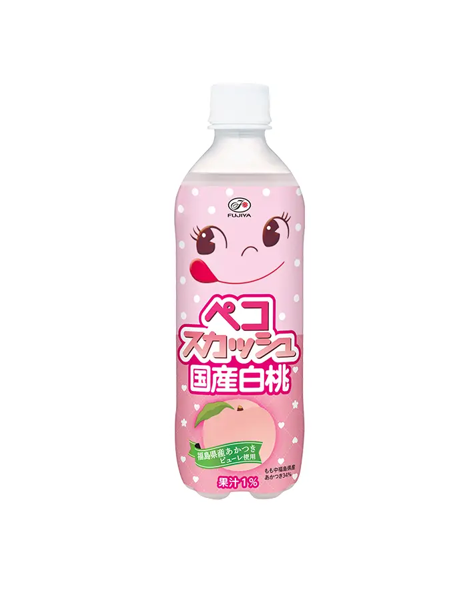 不二家 ペコ スカッシュ 日本の白桃ソーダ (500ML) [賞味期限: 2026.07.14]