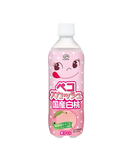 不二家 ペコ スカッシュ 日本の白桃ソーダ (500ML) [賞味期限: 2026.07.14]