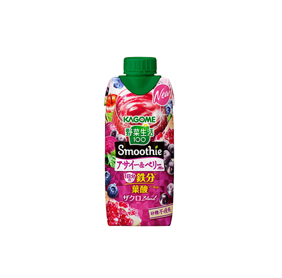 Kagome Vegetable Life 100 Smoothie Acai & Berry Mix (330ML) [Best Before Date: 2026.12.04]