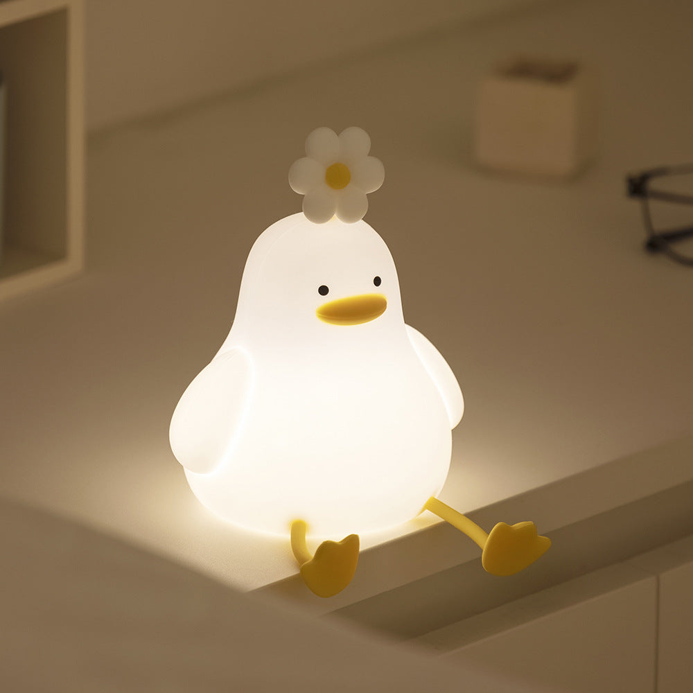 Duck with Flower Silicone Night Lamp