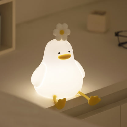 Lampe de nuit en silicone canard avec fleur