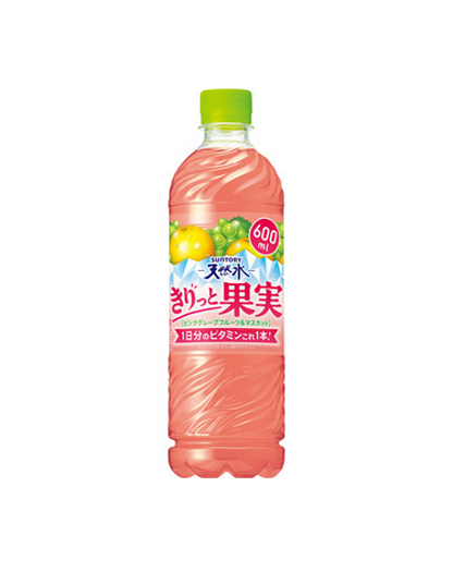 Suntory Tennensui Natural Water Kiritto Kajitsu Pink Grapefruit & Muscat (600ML) [Best Before Date: 2026.06]