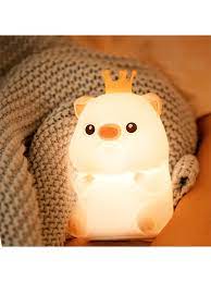Lampe de nuit en silicone Crown Pig