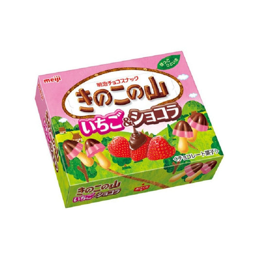 Meiji Kinoko No Yama Strawberry & Chocolate Biscuit (74G)